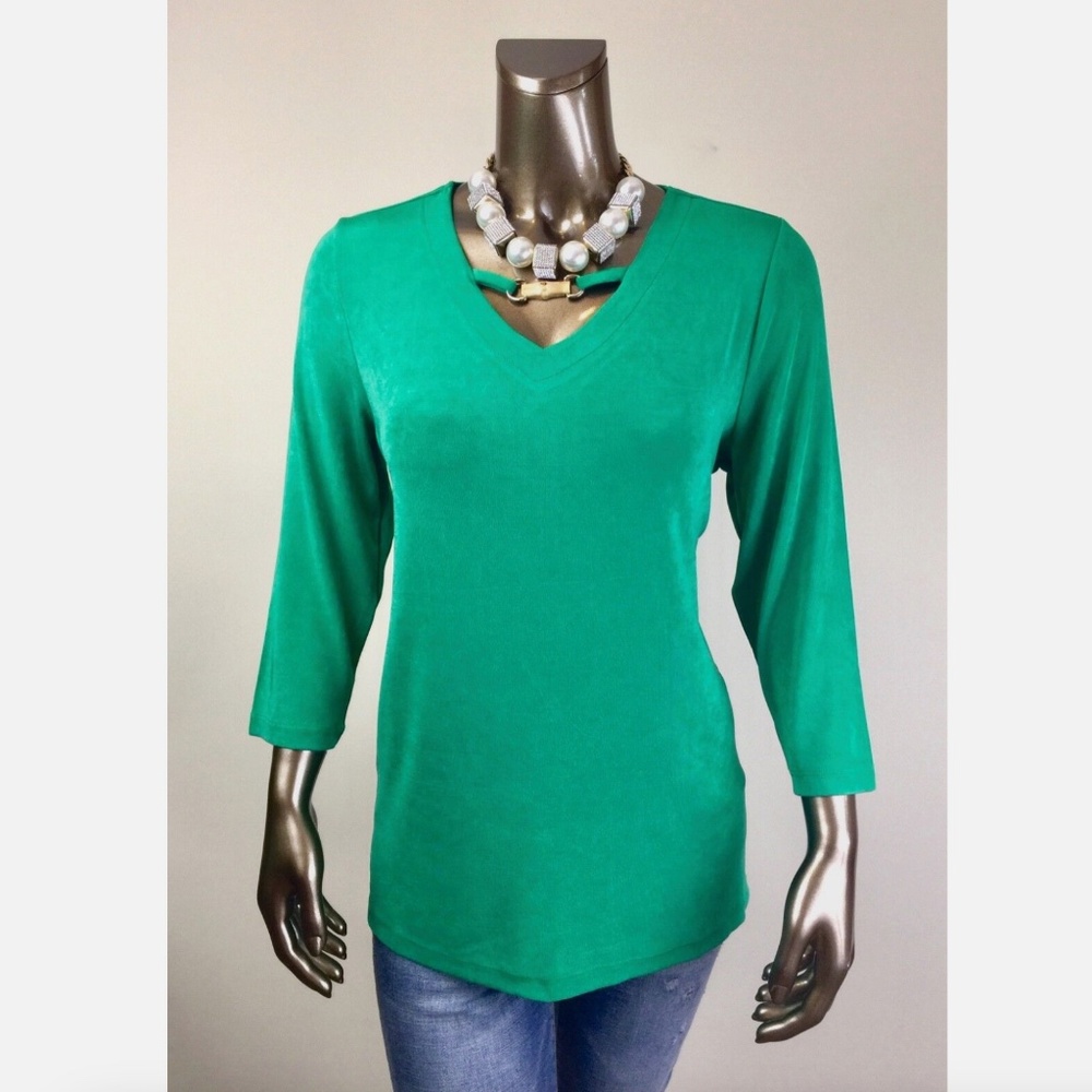 *NWT CLOSING SALE - CHICO'S SIZE 3 (XL) BAMBOO-TRIM 3/4-SLV TOP $89